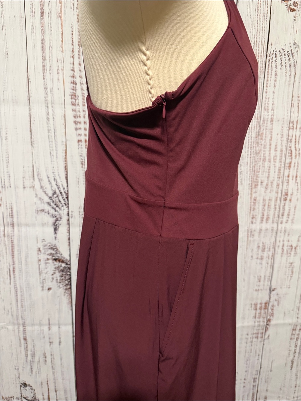 HALARA Wine Red Spaghetti-Strap Wide Leg Jumpsuit - Picture 8 of 8